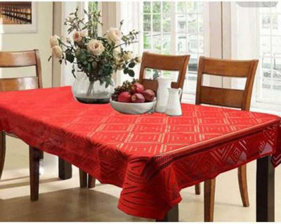 Shri Ganesh Handloom Geometric 6 Seater Table Cover(Maroon, Polyester)