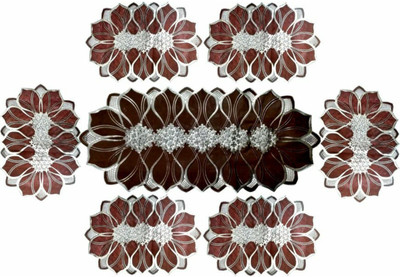 DELHI PVC CORP Brown, Silver PVC Table Linen Set(Pack of 7)