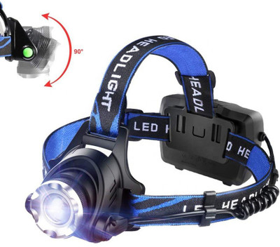 Dhupgarh Headlamp with Rechargeable Batteries and adaptor Included Torch(Black, 5 cm, Rechargeable)