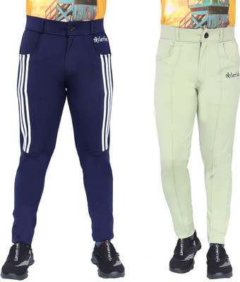 StyleRide Striped Men Dark Blue, Green Track Pants