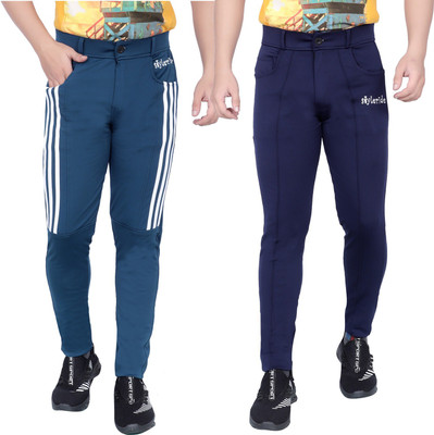 StyleRide Striped Men Blue, Dark Blue Track Pants