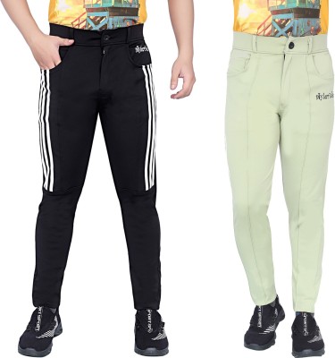 StyleRide Striped Men Black, Green Track Pants