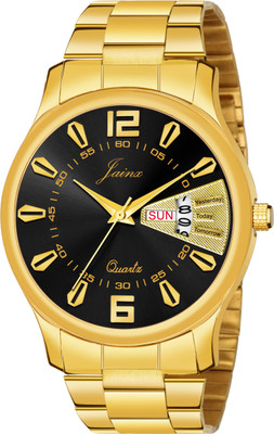 JAINX Premium Day and Date Function Golden Chain Analog Watch  - For Men