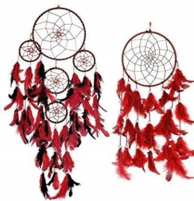 new lucky NLDC 47 Feather Dream Catcher(22.5 inch, Red, Black)