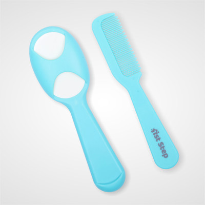 1st Step Matte Collection Easy Grip, Compact, Soft & Gentle Comb And Brush Grooming Set - Blue(Blue)