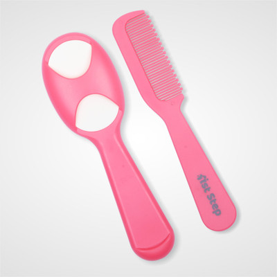 1st Step Matte Collection Easy Grip, Compact, Soft & Gentle Comb And Brush Grooming Set - Pink(Pink)