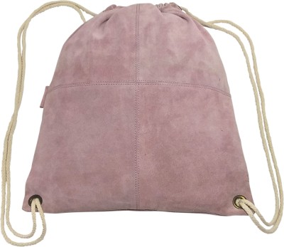 MANDAVA Suede Leather Drawstring Backpack Unisex Sack Cinch School/College/Gym Bag 14 L Backpack(Pink)