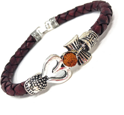 simran jewels Leather Silver Bracelet