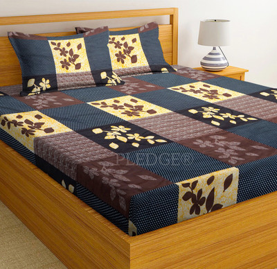 SACHIN ENTERPRISES 230 TC Microfiber Double 3D Printed Flat Bedsheet(Pack of 1, Multicolor)