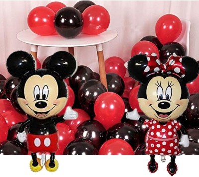 Wonder Printed Jumbo size Mickey Mouse Minnie Mouse Set 50 Pc Red, Black Balloon combo for kids,boys,girls Balloon(Red, Black, Pack of 50)