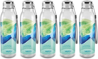 MILTON Helix 1000 Pet Water Bottle, Set of 5, 1 Litre Each, Green 1000 ml Bottle(Pack of 5, Green, Multicolor, Plastic)