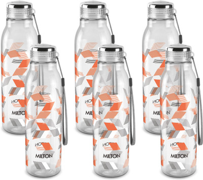 MILTON 1000 ml Plastic Bottle(Pack of 6, Orange, White)