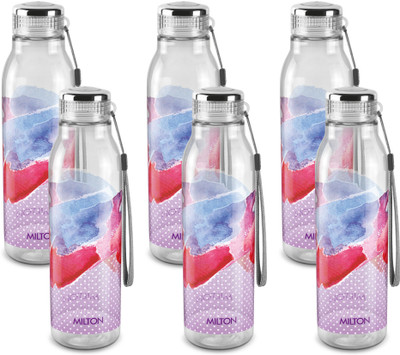 MILTON Helix 1000 Pet Water Bottle, Set of 6, 1 Litre Each, Purple 1000 ml Bottle(Pack of 6, Multicolor, Plastic)