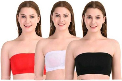 TARIDO FASHION Women Bandeau/Tube Lightly Padded Bra(Black, White, Red)