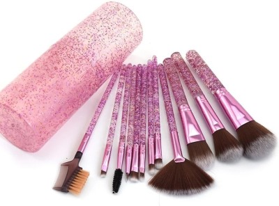 BELLA HARARO Professional Series Makeup Brush Set With Storage Barrel - Shiny Purple(Pack of 12)