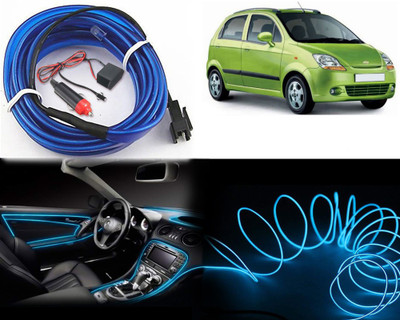 FINCOSTA IceBlue 5Mtr EL Wire Car Ambient Light with Adapter Car Dashboard for Spark Car Fancy Lights(Blue)