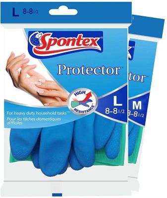 Spontex Spontex Protector Gloves, Heavy Duty & Extra Long Cuffs for Complete Protection Gloves. Wet and Dry Glove Set(Large Pack of 2)