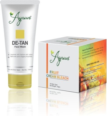 Aysun De-Tan Face Wash & Fruit Cream Bleach(35gm) Combo Pack of 2(2 Items in the set)