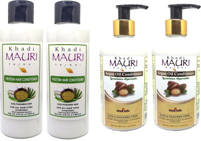 Khadi Mauri Herbal Herbal Protein and Argan Oil Conditioner (Pack of 4 pcs)(1020 ml)