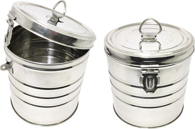 bartan hub Steel Tea Coffee & Sugar Container  - 2 L(Pack of 2, Silver)