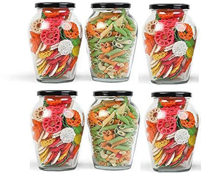 MOOZICO Glass Grocery Container  - 1000(Pack of 6, Black)