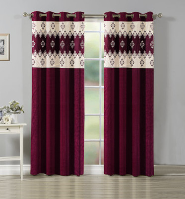 Flipkart SmartBuy 214 cm (7 ft) Polyester Semi Transparent Door Curtain (Pack Of 2)(Abstract, Wine)