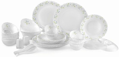 cello Pack of 37 Opalware Tropical Lagoon 37 pcs Dinner Set(White, Microwave Safe)