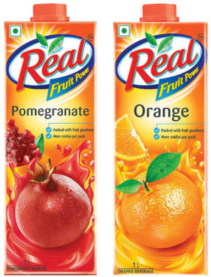 Real orange juice 1 ltr and pomegranate juice 1 ltr combo pack(2 x 1 L)