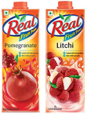 Real pomegranate juice 1 ltr and litchi juice 1 ltr combo pack(2 x 1 L)