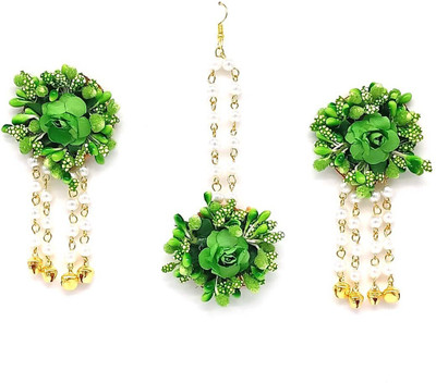 Riya Handcraftejewelry Fabric Gold-plated Green Jewellery Set(Pack of 1)