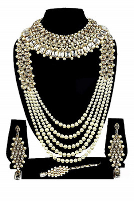 White pearl Alloy Gold-plated White Jewellery Set(Pack of 1)