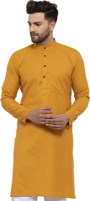 Jompers Men Solid Straight Kurta(Yellow)