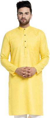 Jompers Men Solid Straight Kurta(Yellow)