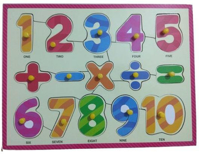 DgCrayons Wooden Multi-Color Educational Wooden Number Board 1-10 with Mathematical Signs Along With Knobs for Kids Pre Primary Education(Multicolor)