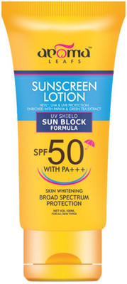 Aroma leafs Sunscreen Lotion, UV Shield Mattifying, SPF-40 With P+++, Tan Removal Prevent Ageing, UVA & UVB Protection Enriched With Almond Extract(100 ml) Aroma leafs Sunscreen Lotion, UV Shield Mattifying, SPF-40 With P+++, Tan Removal Prevent Ageing, UVA & UVB Protection Enriched With Almond Extract(100 ml)