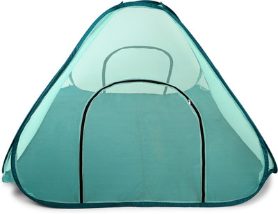 SK Online Services K Polyester... folding and sleeping double bed mosquito net with base for adults Polyester Washable Adults Mosquito Net(Light Blue, Tent)