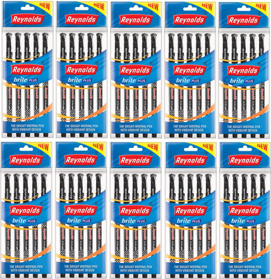 Reynolds Brite Plus Ball Pen(Pack of 50, Ink Color - Black)