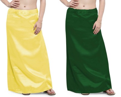 Guddan GD-1103-Yellow-Green Pure Satin Petticoat(Free)