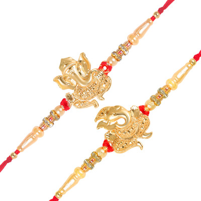 VIVASTRI Religious 1108-1109RKG Gold Rakhi  Set(2 Rakhi Set)