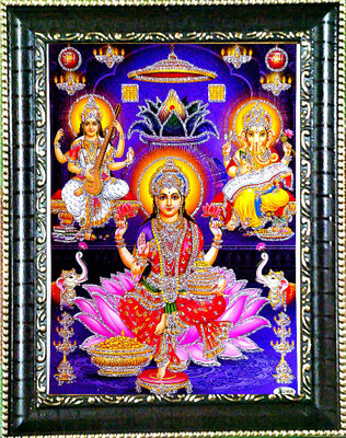 SUNINOW LAXMI GANESH SARASWATI MAA Religious Frame
