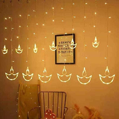 spark world 136 LEDs 3.05 m Gold Flickering Diya Rice Lights(Pack of 1)