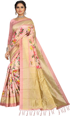 RUNAYA NX Floral Print Banarasi Art Silk Saree(Multicolor)