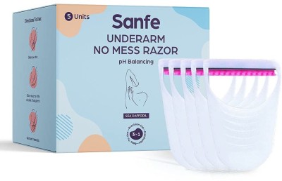 Sanfe Underarm No Mess Razor for Women's Hair Removal - Pack of 5 with Sea Daffodil | Smooth & Instant Hair Removal | New No Cut Technology | Painfree | Rashe-Free | Easy Grip(Pack of 5)