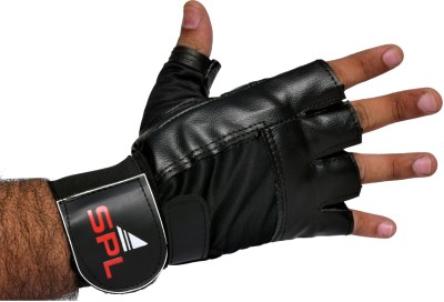 SPLW Gym Gloves for Gym Workout Long Wrist Support with Anti Slip Palm Protection Gym & Fitness Gloves(Black)