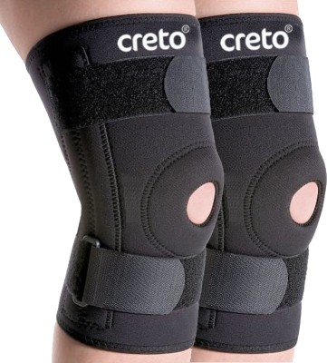 CRETO Knee Cap Brace Compression for Arthritis Pain, Injury Recovery [Pair] Knee Support(Black)