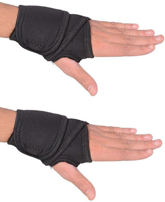 Slovia Neoprene Wrist Wraps for Right and Left Hand Band For Gym 2 pcs Wrist Support(Black)