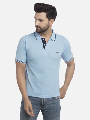 AGW Solid Men Polo Neck Light Blue T-Shirt