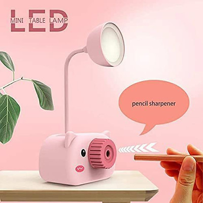 AGGadgets 3 in 1 LED Lamp /Pencil Sharpner /Pen Stand for Kids Room or Table Study Lamp Study Lamp(22 cm, Pink)