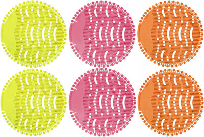 Velsun International Urinal Screen Mats with Fragrance, Anti Splash Urinal Mat-6 VEL 150 Orange Mat Toilet Cleaner(6 x 1 Wipes)