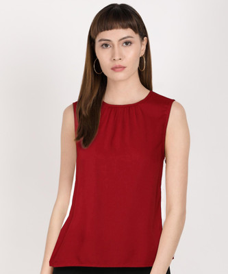 LEVI'S Casual Short Sleeve Self Design Women Black Top